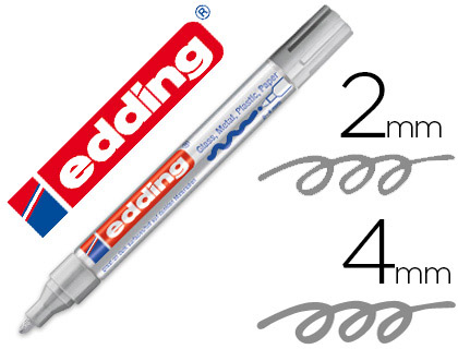 Rotulador edding 750 punta fibra redonda tinta plata